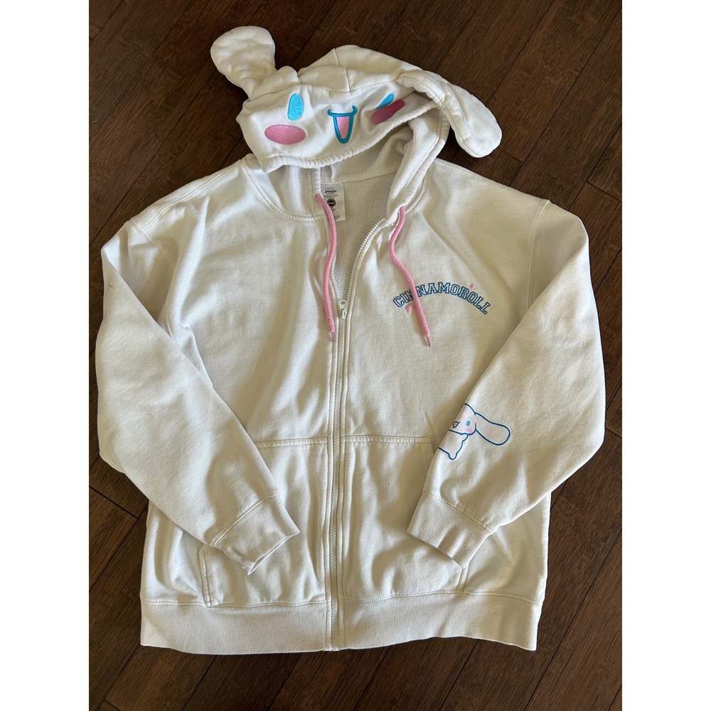 Sanrio Cinnamoroll White Zip Up Character Hoodie with Ears Size XL
